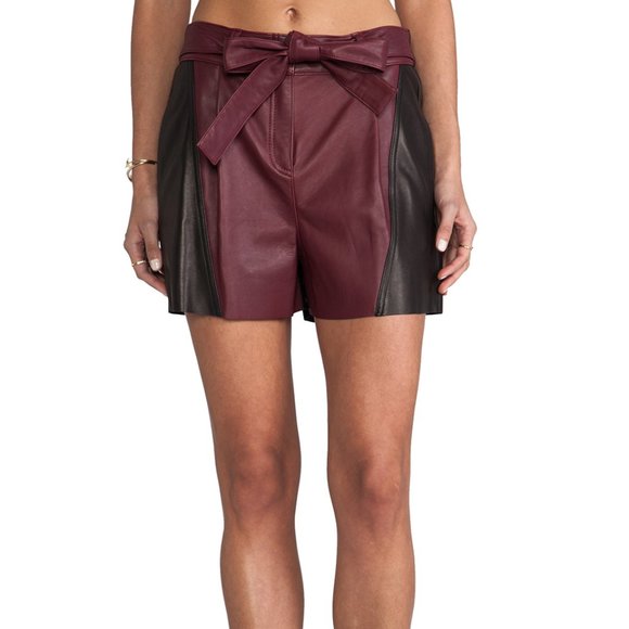 10 CROSBY DEREK LAM Faux Leather Belted Shorts 4